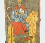 ICON OF ST. MAMAS, 13TH CENTURY. CYPRUS, PELENDRI. PANAGIA KATHOLIKI CHURCH.