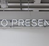 UNTITLED (NO PRESENT), 2013 WALL MOUNTED OR SUSPENDED NEON, 6500K.  12MM NEON GLASS, BACK-PAINTED. FRAME MOUNTED ELECTRONIC TRANSFORMER 20 X 1770 X 50 MM