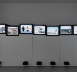 PROHIBIDO CANTAR / NO SINGING, 2012 INSTALLATION WITH 7 VIDEOS, COLOR, SOUND VIEW OF THE EXHIBITION JORDI COLOMER, DÉFENSE DE CHANTER, GALERIE MICHEL REIN, PARIS, 2013