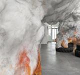 FIRE TIRE, 2011 (DETAIL) WAX, WOOL, POLYESTER WOOL, STYROFOAM, GRAPHITE
